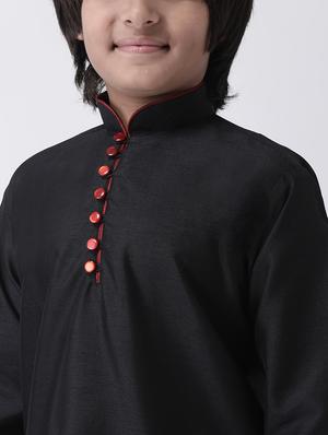 black silk kurta set - 17183852 - Standard Image - 4