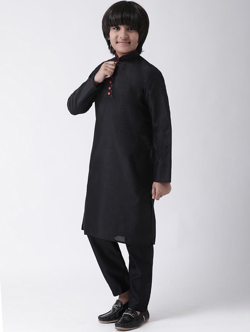 black silk kurta set - 17183852 - Zoom Image - 2