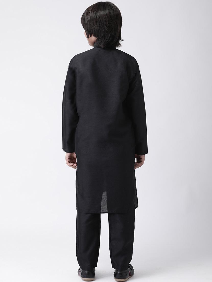 black silk kurta set - 17183852 - Zoom Image - 3