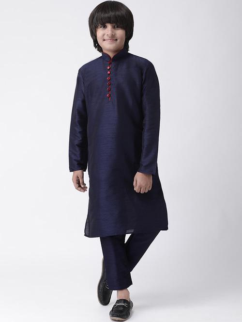 blue silk kurta set - 17183854 - Standard Image - 1