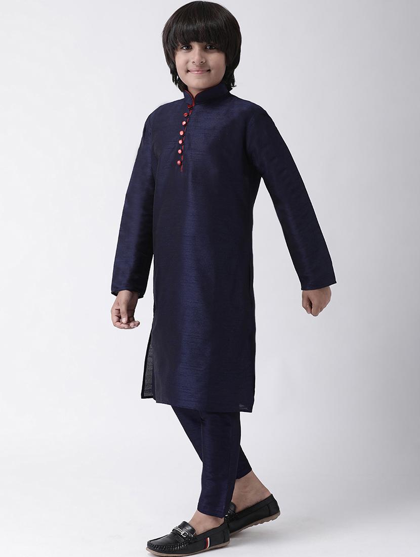 blue silk kurta set - 17183854 - Zoom Image - 2