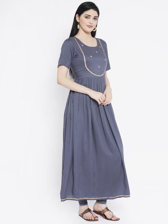 sequined work a-line kurta - 17183964 - Zoom Image - 2