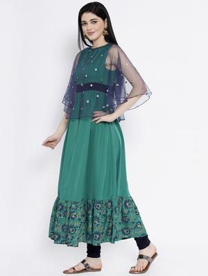 sequined work a-line kurta - 17183968 - Standard Image - 2