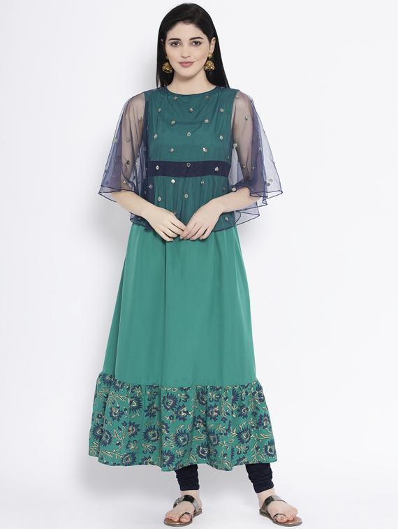 sequined work a-line kurta - 17183968 - Zoom Image - 1