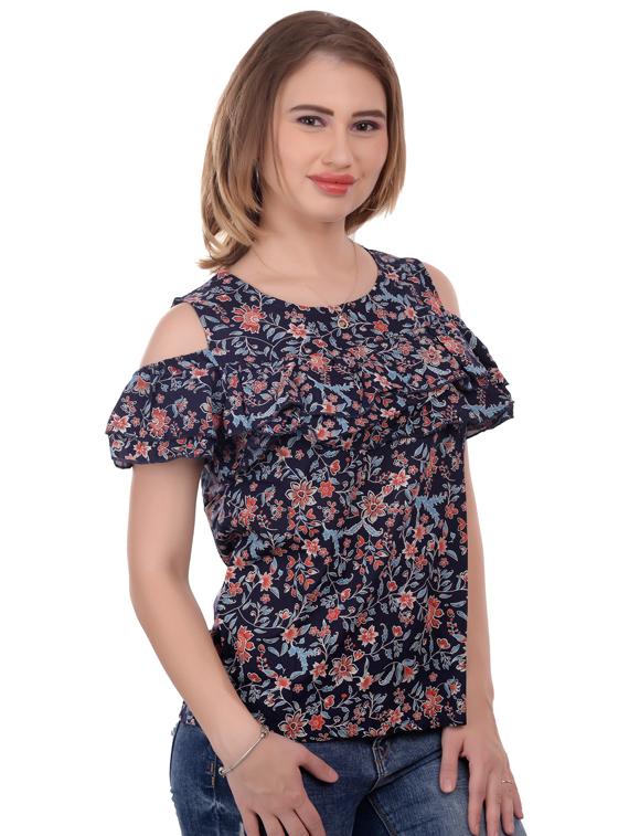 cold shoulder floral top - 17184088 - Zoom Image - 2