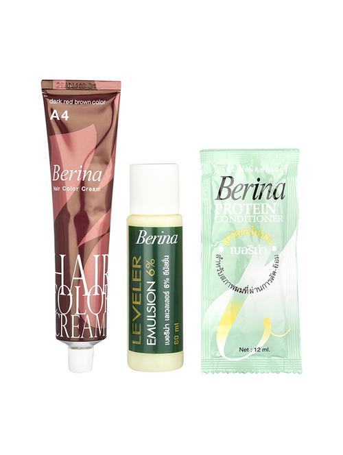 berina a4 dark red brown hair color cream 60gm pack of 2 - 17184405 - Standard Image - 1