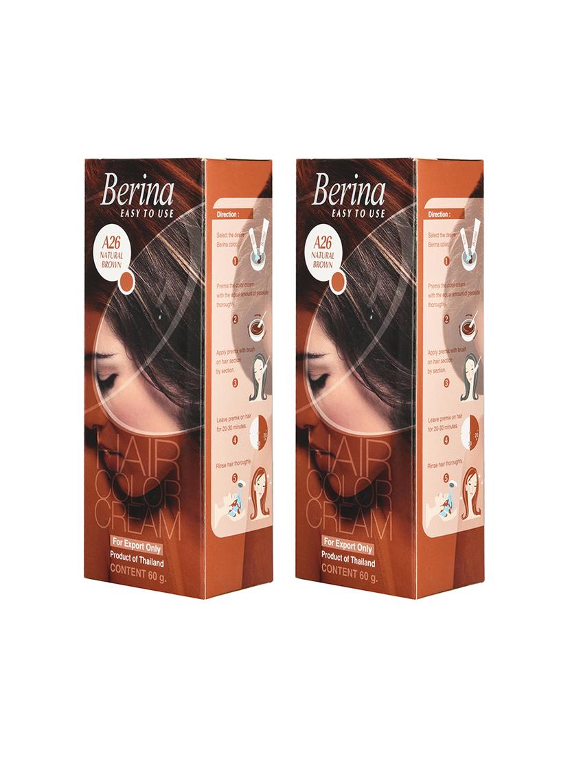 berina a26 natural brown hair color cream 60gm pack of 2 - 17184427 - Zoom Image - 2