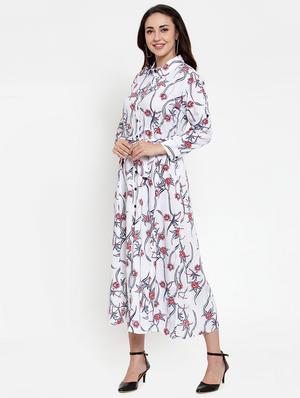 white rayon belted dress - 17184500 - Standard Image - 2