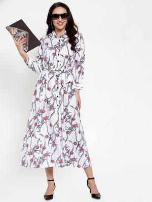 white rayon belted dress - 17184500 - Standard Image - 4