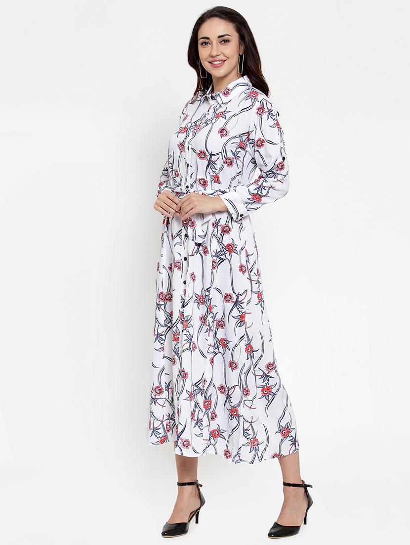 white rayon belted dress - 17184500 - Zoom Image - 2