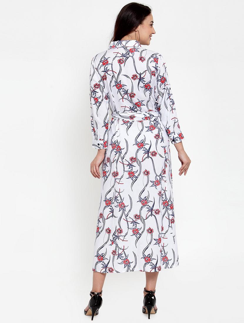 white rayon belted dress - 17184500 - Zoom Image - 3