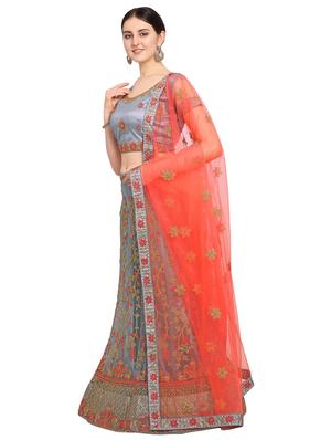 embroidered a-line lehenga - 17184968 - Standard Image - 2