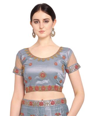 embroidered a-line lehenga - 17184968 - Standard Image - 4