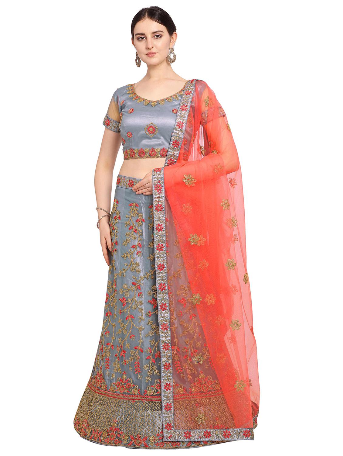 embroidered a-line lehenga - 17184968 - Zoom Image - 1