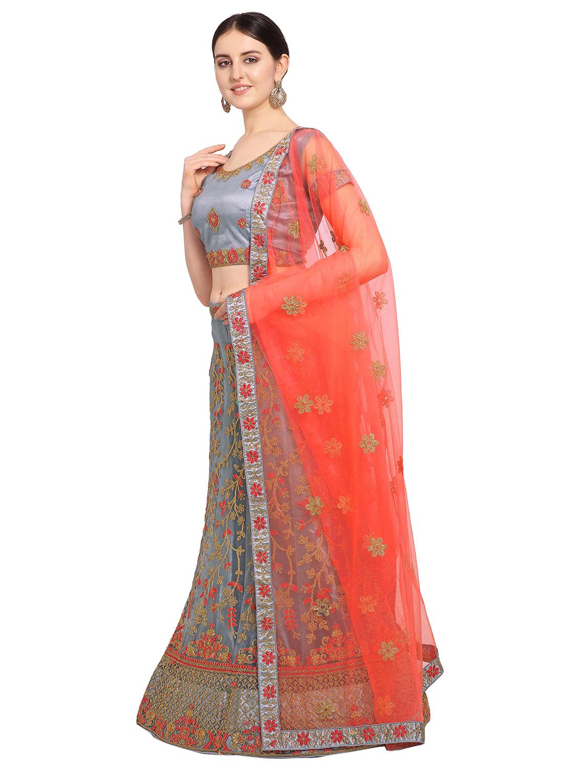 embroidered a-line lehenga - 17184968 - Zoom Image - 2