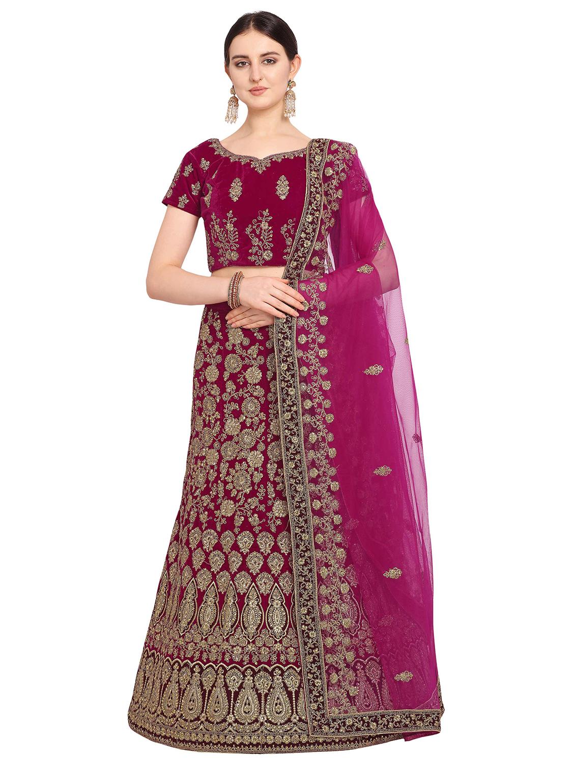 embroidered a-line lehenga - 17184994 - Zoom Image - 1