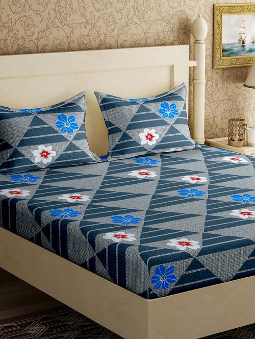 cotton double bedsheet with 2 pillow covers - 17185047 - Standard Image - 1