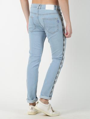 blue distressed side taped denim jeans - 17185285 - Standard Image - 3