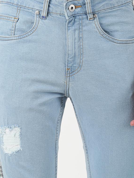 blue distressed side taped denim jeans - 17185285 - Zoom Image - 5