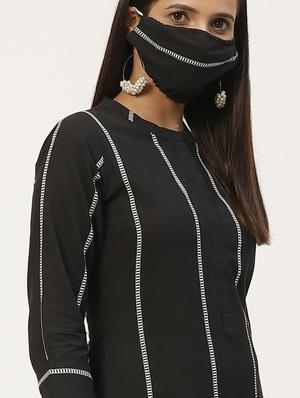 striped straight kurta wiith mask - 17185328 - Standard Image - 4