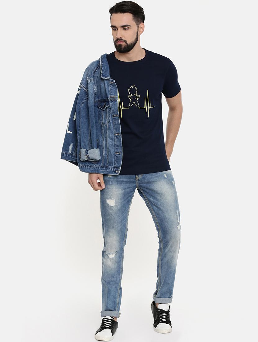 dark blue chest print t-shirt - 17185410 - Zoom Image - 4