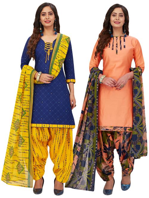multi colored combos unstitched suit - 17189155 - Standard Image - 1
