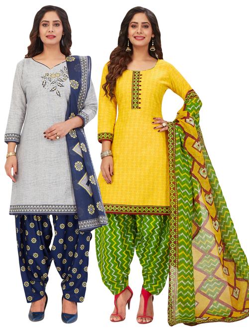 printed unstitched combo suit - 17189425 - Standard Image - 1