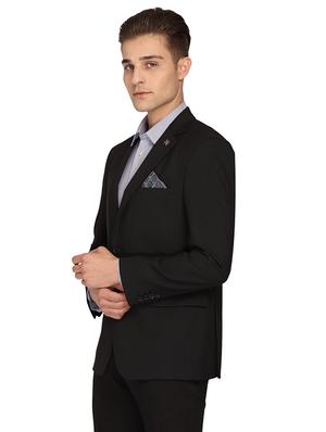 black solid single breasted casual blazer - 17190043 - Standard Image - 2