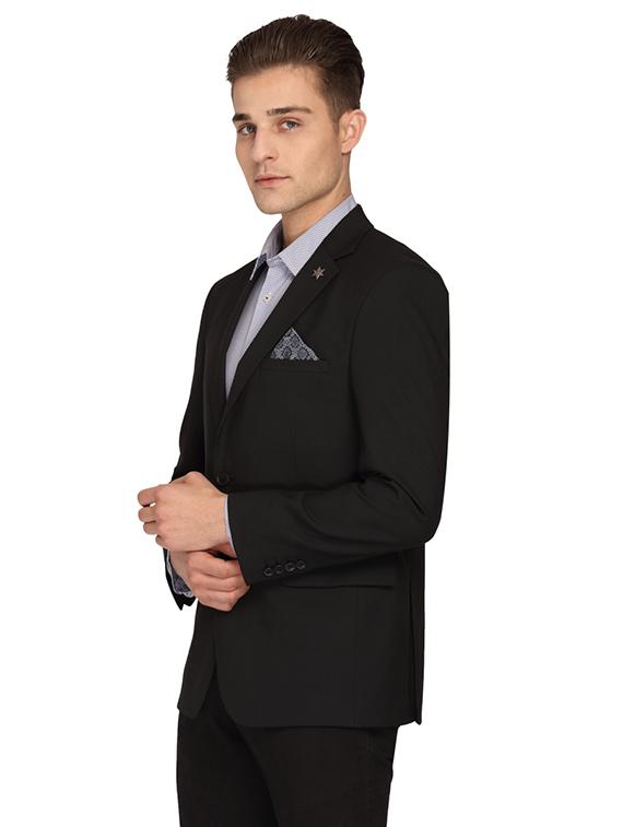 black solid single breasted casual blazer - 17190043 - Zoom Image - 2