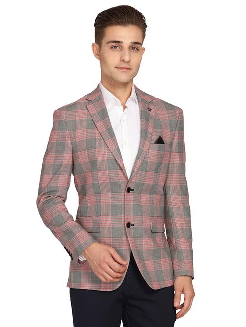 pink checkered single breasted casual blazer - 17190046 - Standard Image - 1