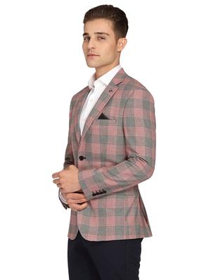 pink checkered single breasted casual blazer - 17190046 - Standard Image - 2
