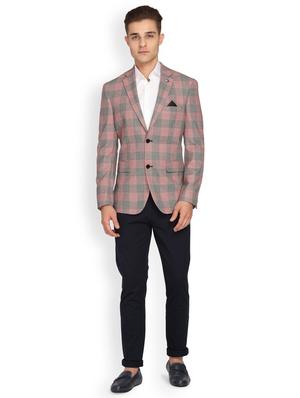 pink checkered single breasted casual blazer - 17190046 - Standard Image - 4