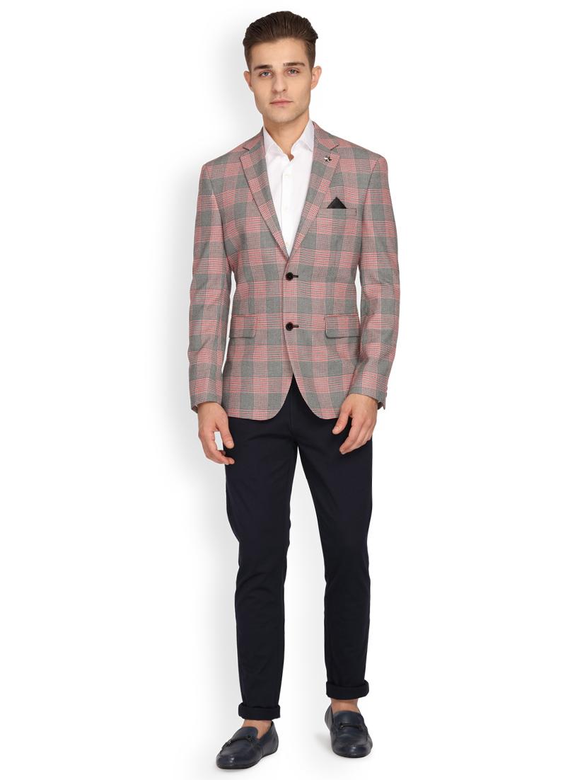pink checkered single breasted casual blazer - 17190046 - Zoom Image - 4