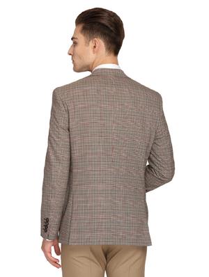 brown checkered single breasted casual blazer - 17190051 - Standard Image - 3