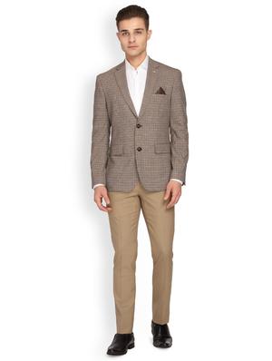 brown checkered single breasted casual blazer - 17190051 - Standard Image - 4