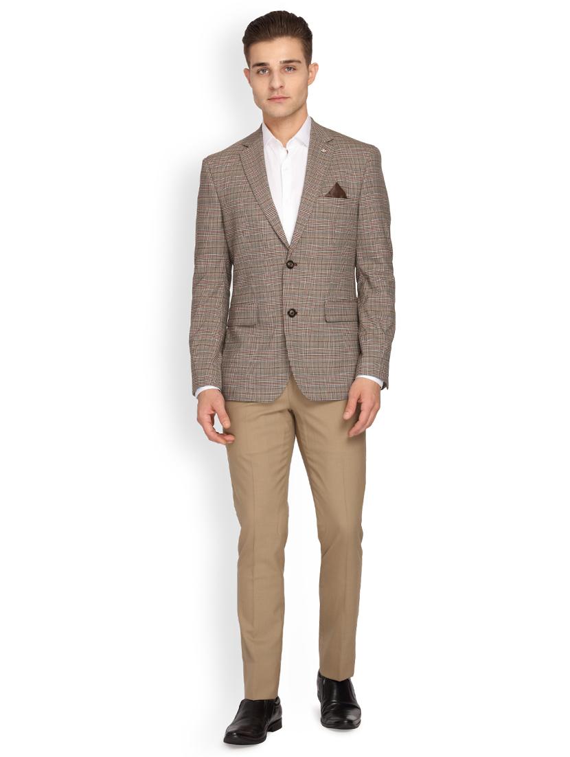 brown checkered single breasted casual blazer - 17190051 - Zoom Image - 4