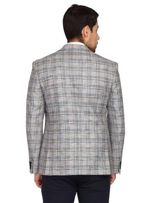 grey checkered single breasted casual blazer - 17190094 - Standard Image - 3