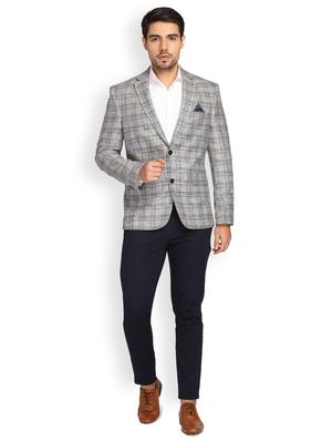 grey checkered single breasted casual blazer - 17190094 - Standard Image - 4