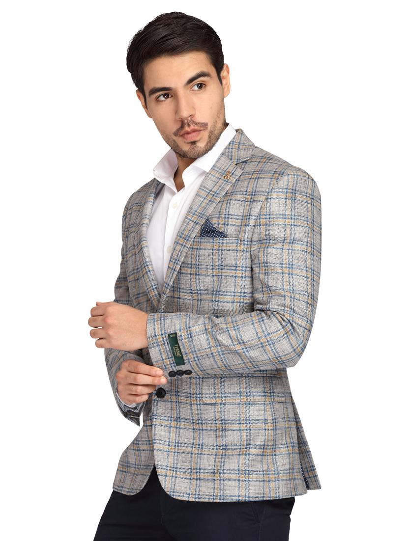 grey checkered single breasted casual blazer - 17190094 - Zoom Image - 2