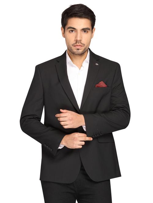 black solid single breasted casual blazer - 17190098 - Standard Image - 1