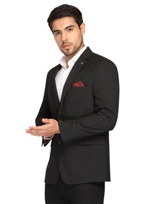 black solid single breasted casual blazer - 17190098 - Standard Image - 2