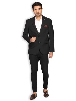black solid single breasted casual blazer - 17190098 - Standard Image - 4