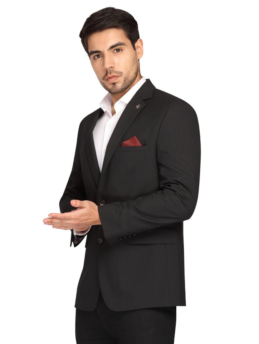 black solid single breasted casual blazer - 17190098 - Zoom Image - 2
