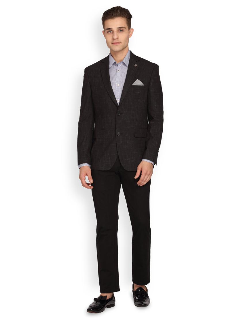 black self design single breasted casual blazer - 17190101 - Zoom Image - 4
