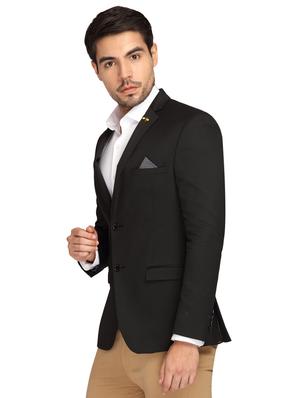 black solid single breasted casual blazer - 17190117 - Standard Image - 2