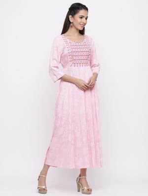 yoke embroidered tiered ethnic dress - 17191012 - Standard Image - 4