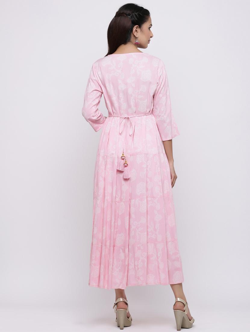 yoke embroidered tiered ethnic dress - 17191012 - Zoom Image - 5