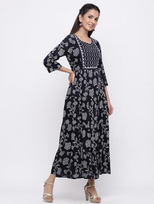 yoke embroidered tiered ethnic dress - 17191013 - Standard Image - 3