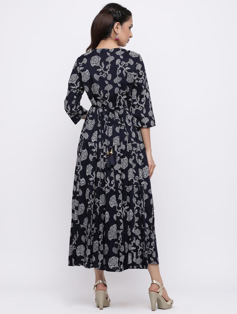 yoke embroidered tiered ethnic dress - 17191013 - Zoom Image - 4