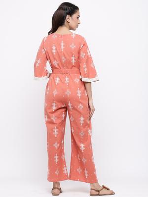 tie front printed jumpsuit - 17191032 - Standard Image - 3